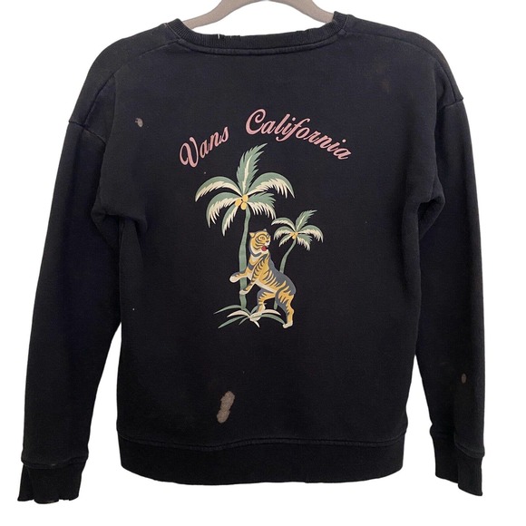 Vans Tops - 🌵 Vans California Unisex Upcycled Bleached Tiger Tropical Sweatshirt - Size XS